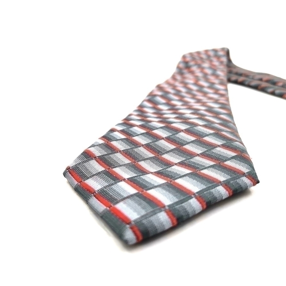 Apt 9 Red and Gray Polyester Modern Traditional Long Neck Tie Geometric Design - Picture 4 of 8